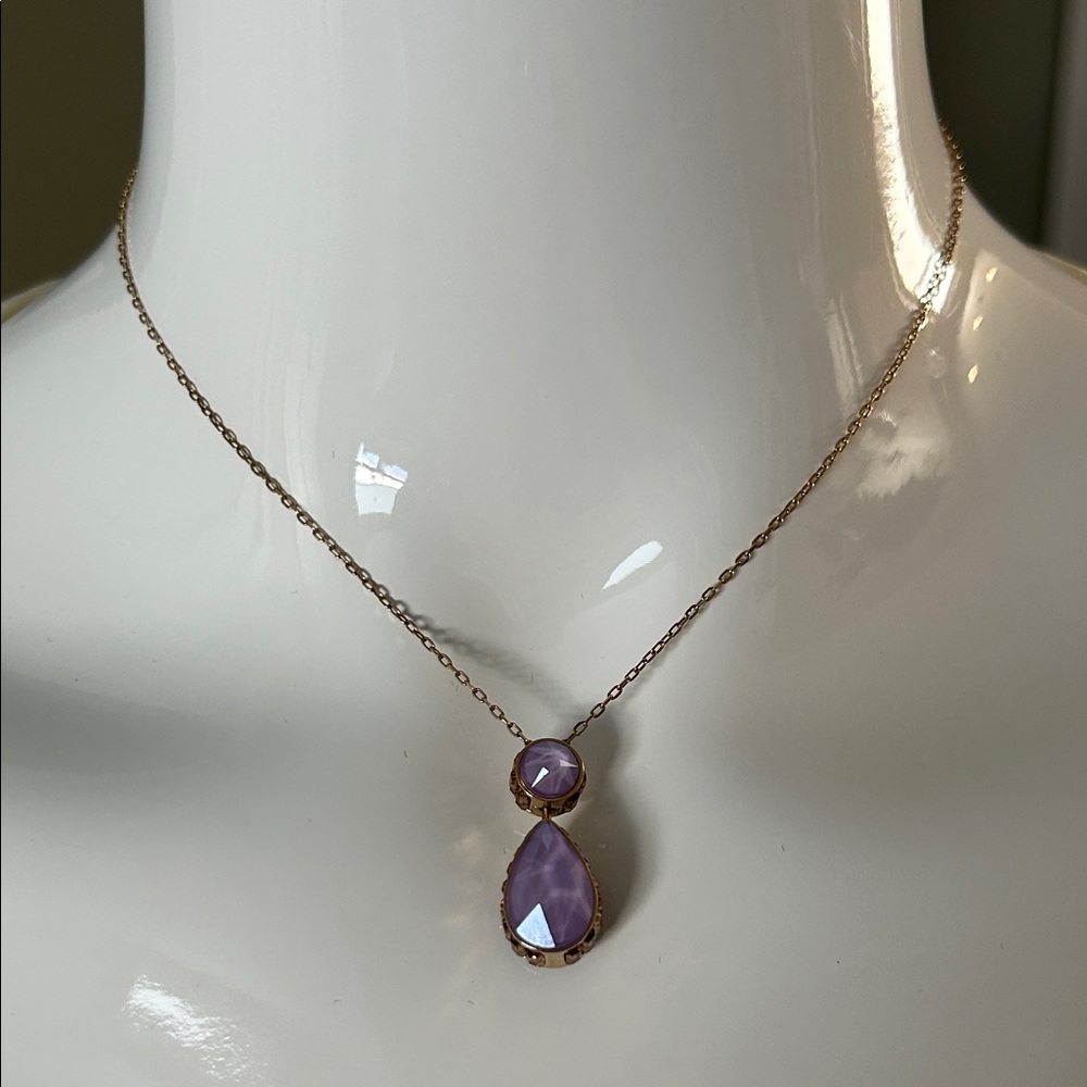 Swarovski Orbita Necklace, Drop cut crystal, Multicolored, Gold-tone Finish - Picture 2 of 15